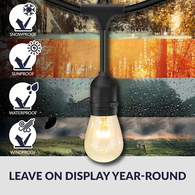 SUNTHIN Outdoor String Lights, 48FT Commercial Grade String Light - Image 4