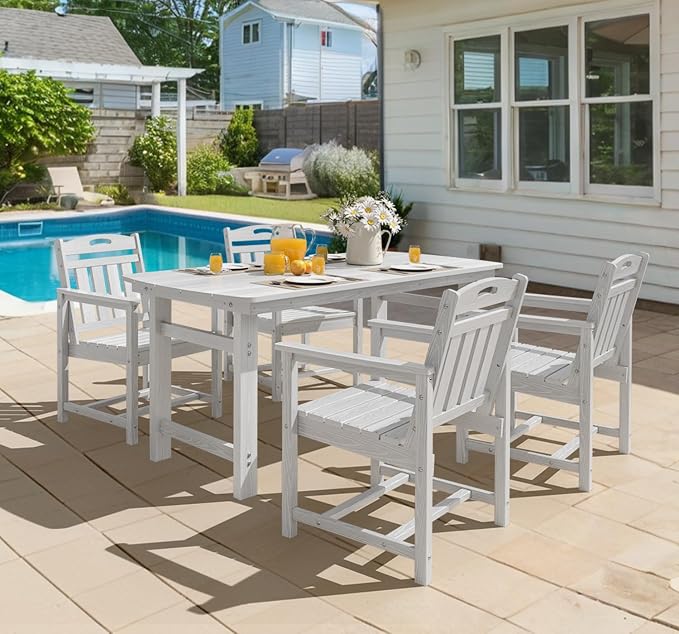 Ciokea HDPE Outdoor Patio Dining Chairs Set of 2, All-Weather Porch Chair - Image 7
