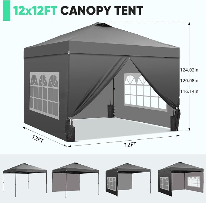GDY 12x12 Pop Up Canopy Tent - Image 2
