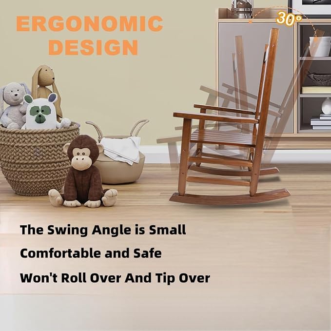 Kids Rocking Chair for Toddlers and Children Comfy Recliner Wooden Rocker for - Image 5