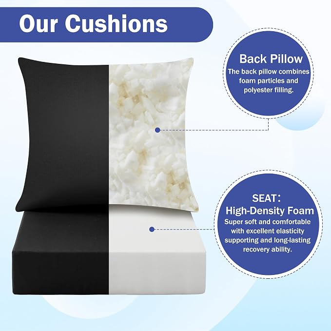 Outdoor Seat Cushion Set, Waterproof & Fade Resistant Patio Chair Cushions - Image 4