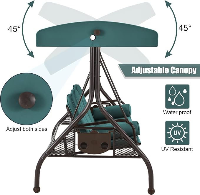 GYUTEI 3 Seat Outdoor Porch Swing - Image 3