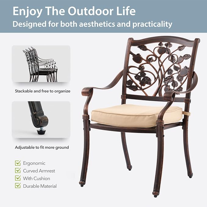 9-Piece Cast Aluminum Patio Furniture, Outdoor Dining Sets - Image 5