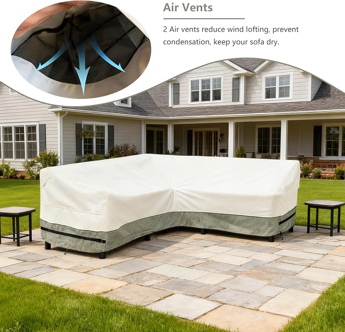 okcool Outdoor Sectional Sofa Cover Waterproof V Shaped Patio Furniture Covers - Image 6