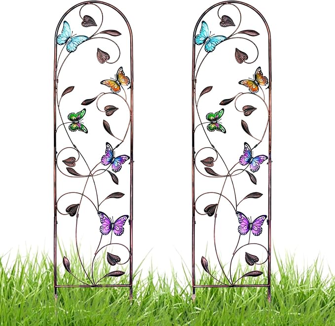 aboxoo Set of 2 Packs Butterfly Metal Garden Trellis by aboxoo