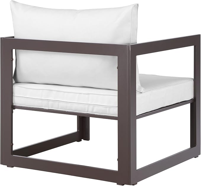 Modway EEI-1517 Fortuna Aluminum Outdoor Patio Armchair in Brown White - Image 3