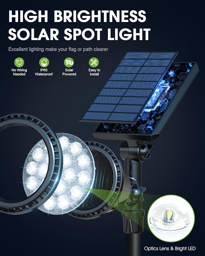 DBF Solar Outdoor Lights, 600LM Solar Spot Lights Outdoor Waterproof - Image 8