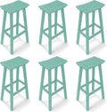 Outdoor Bar Stools Set of 6, 29 Inch All-Weather HDPE Bar Height Chairs by KULAMOONLIFEHOUSE