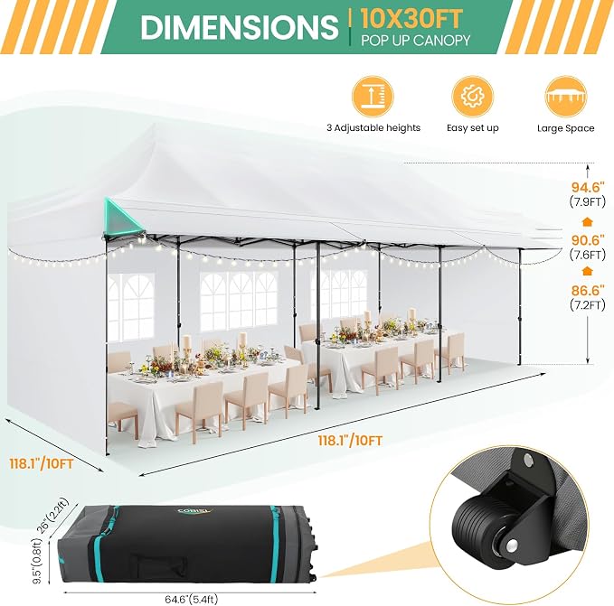 COBIZI 10x30 Pop Up Canopy Tent - Image 2