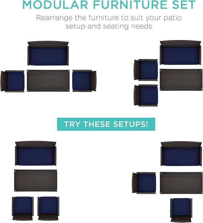 Best Choice Products 4-Piece Outdoor Wicker Patio Conversation Furniture Set - Image 2