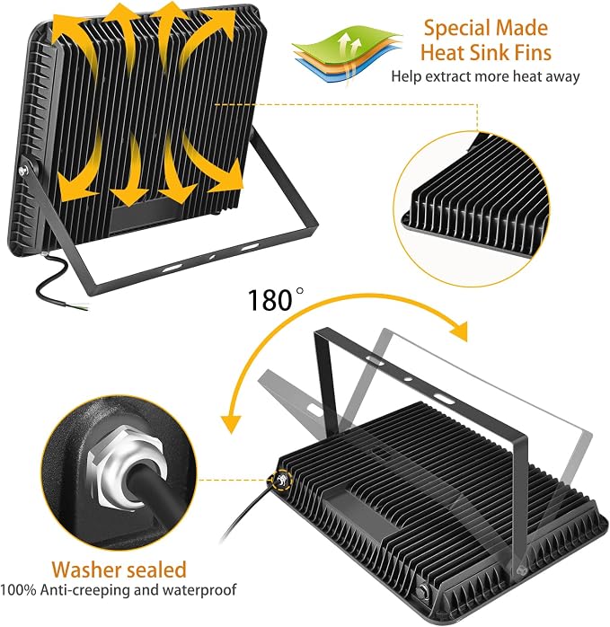 2pack 400W LED Flood Lights Outdoor, 5000K Daylight White 50000LM Super Bright - Image 4