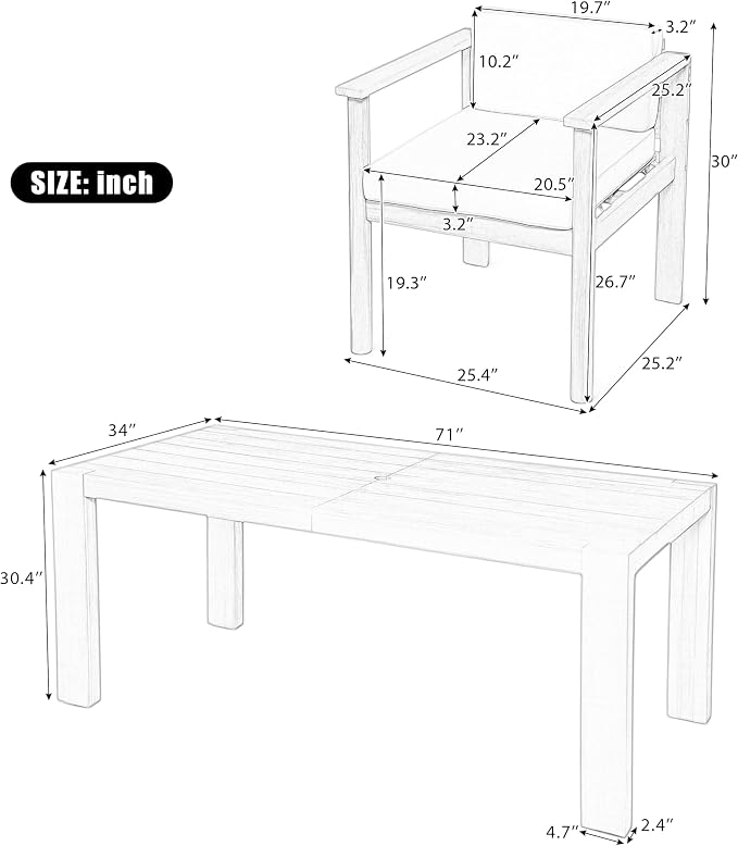 Merax 7-Piece Patio Dining Table Set, Outdoor Furniture Set - Image 15
