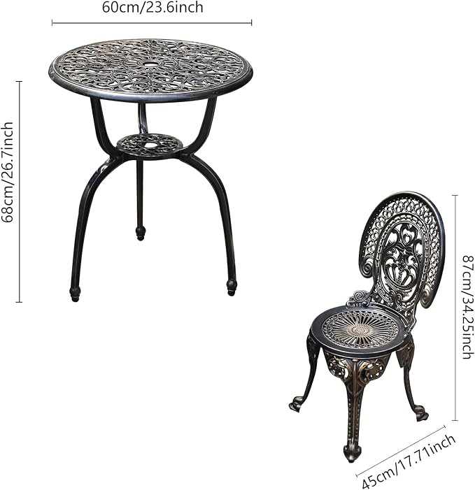 JARDIN DE CENTENNIAL Patio Bistro Set.Rust-Resistant Cast Aluminum Bistro Table - Image 7