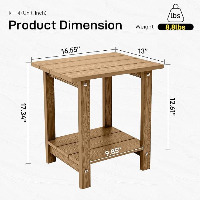Melucivi Weather Resistant Outdoor Side Table, Double Small Adirondack Side - Image 3