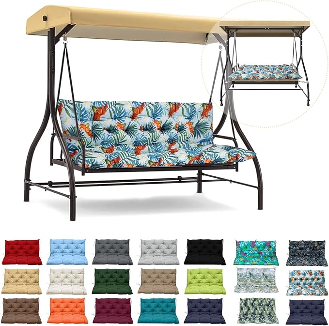 Waterproof Porch Swing Cushion Replacement, Thick 2–3 Seat Swing Seat Cushion by RUFXIEZW