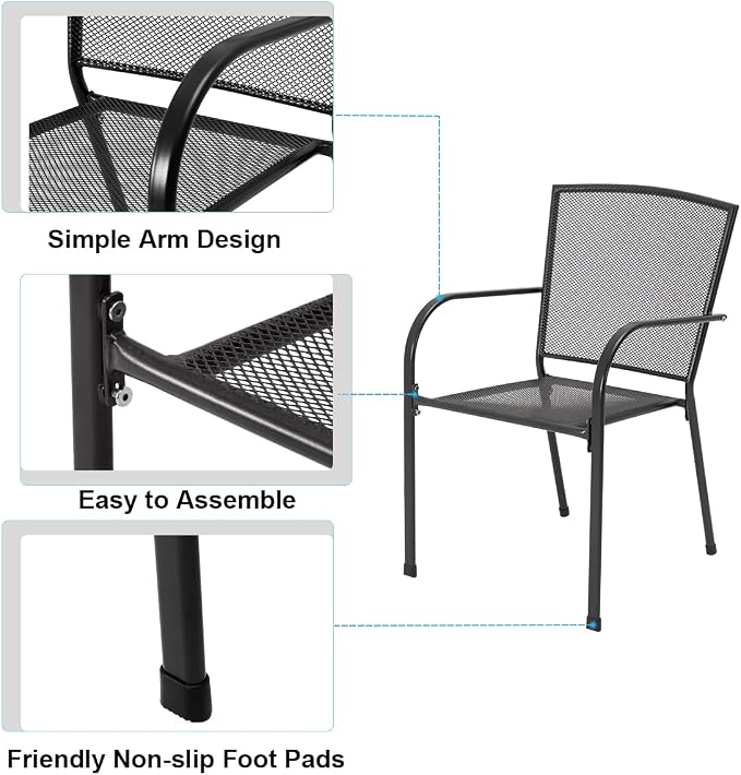 AECOJOY Metal Outdoor Table and Chairs Sets, Patio Dining Table Set - Image 6
