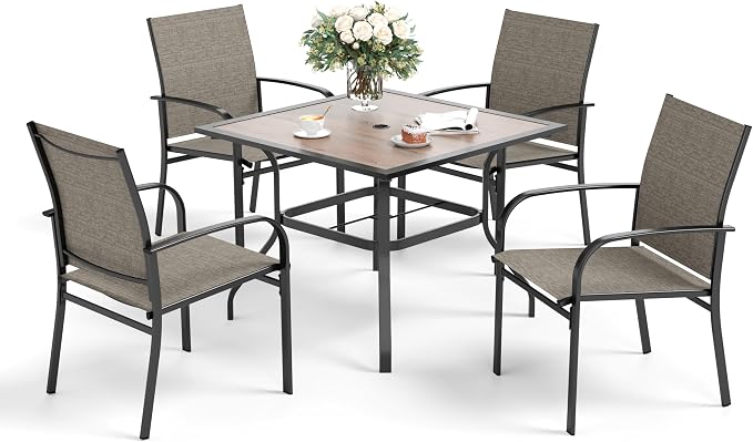 5 Piece Patio Dining Set for 4, 37”x37” Square Table - Image 8