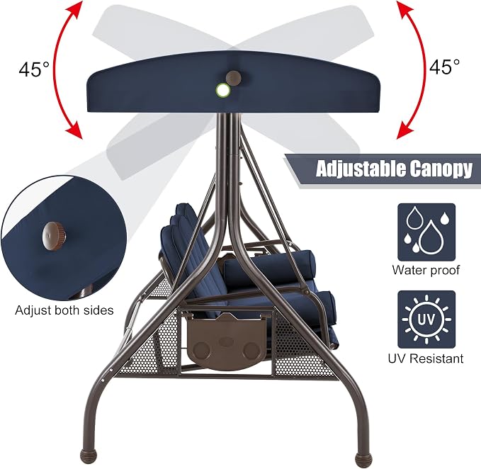 GYUTEI 3-Seat Outdoor Patio Swing - Image 3