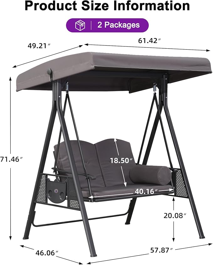 PURPLE LEAF Outdoor Patio Porch Swing - Image 9