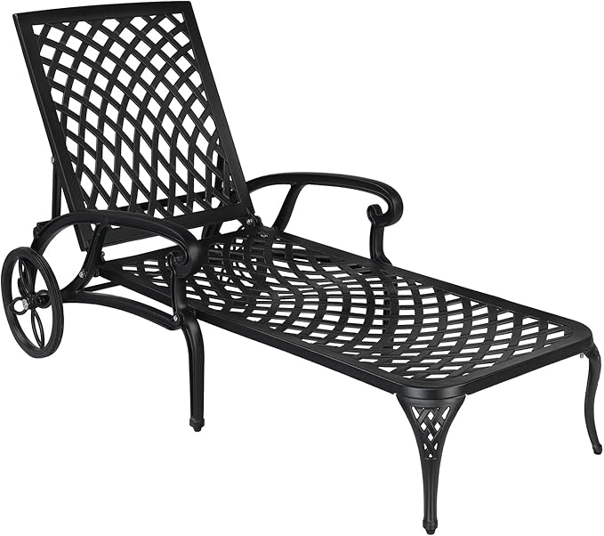 VINGLI Cast Aluminum Outdoor Chaise Lounge Chair by VINGLI
