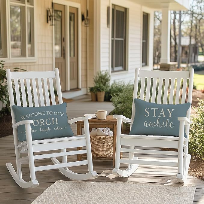 PANDICORN Welcome to Our Porch Stay Awhile Outdoor Farmhouse Lumbar Decorative - Image 2