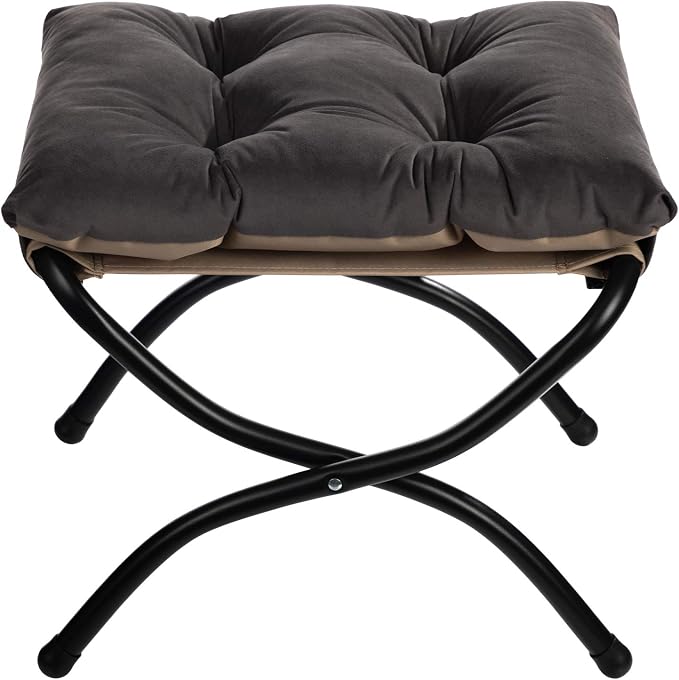 HollyHOME 15" Folding Footrest Stool, Upholstered Small Foldable Ottoman - Image 9