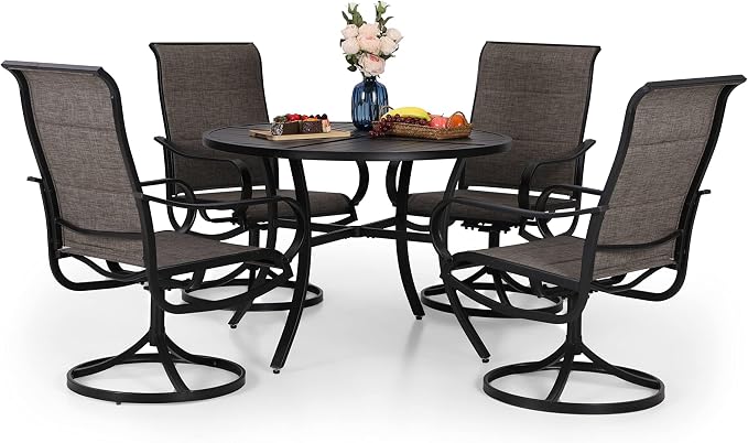 PHI VILLA Outdoor Patio Dining Set 5 Piece - Image 8