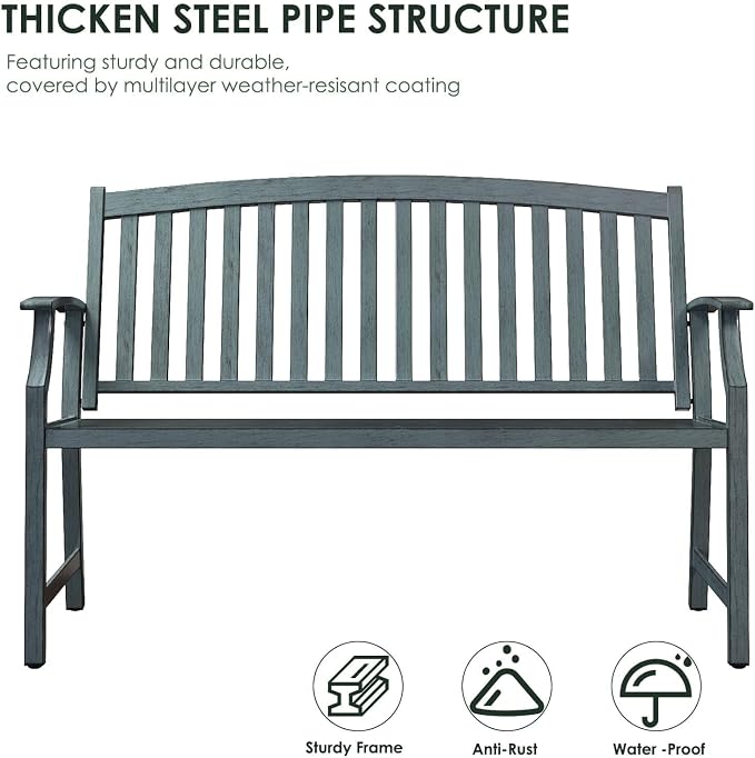 Grand patio 52" Farmhouse Outdoor Bench, Garden Benches - Image 6