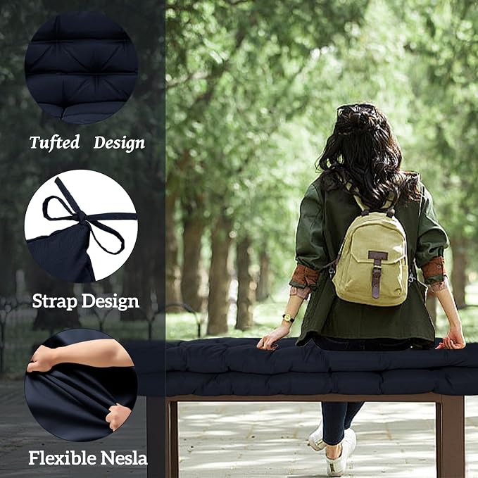 Outside Benches Cushion with Backrest, Thicken Waterproof Swing Cushions 2/3 - Image 3