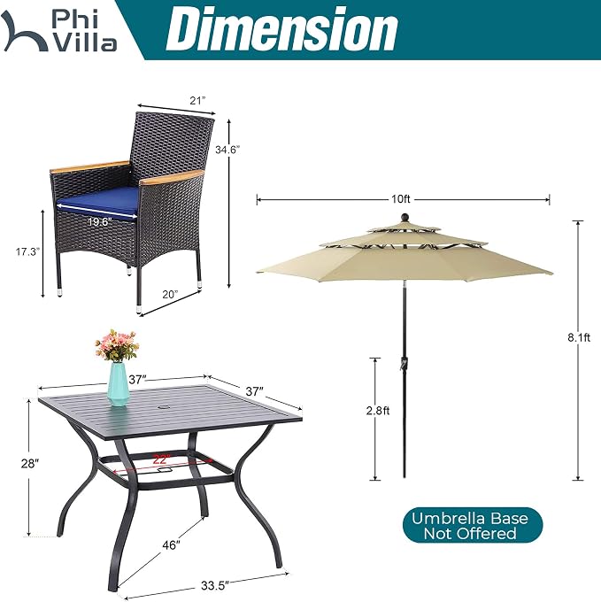 PHI VILLA 5 pcs Patio Dining Set - Image 7