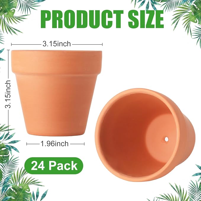 Terra Cotta Pots, 24 Pack 3.15 Inch Mini Clay Pot - Image 2