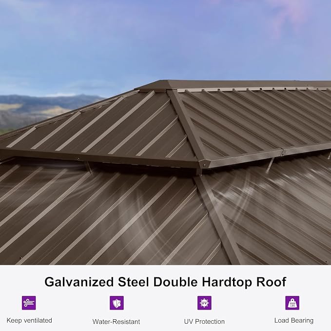 PURPLE LEAF 14' X 28' Outdoor Hardtop Gazebo Patio Wide Aluminum Frame Metal - Image 6