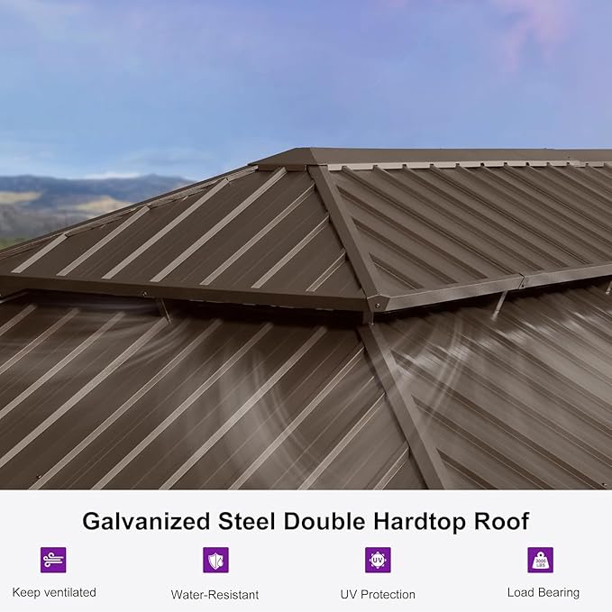 PURPLE LEAF 12' X 28' Outdoor Hardtop Gazebo Patio Wide Aluminum Frame - Image 7
