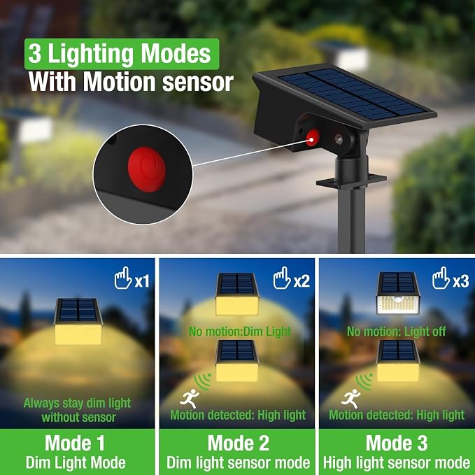 Solar Spot Lights Outdoor Motion Sensor, 3 Modes Motion Sensor Outdoor Lights - Image 2