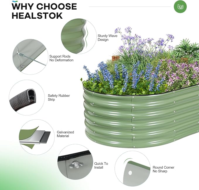 Galvanized Raised Garden Bed Outdoor, Rust-Resistant Garden Planter Box - Image 3