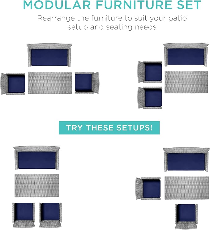 Best Choice Products 4-Piece Outdoor Wicker Patio Conversation Furniture Set - Image 2