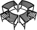 VINGLI Outdoor Metal Curved Bench, Weatherproof Fire Pit Bench Set of 4 by VINGLI