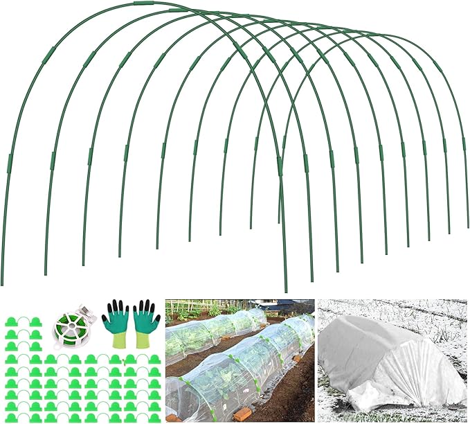 9 Sets Greenhouse Hoops for Raised Beds, Plant Support Hoop House Kit Frame for by LifeisLuck
