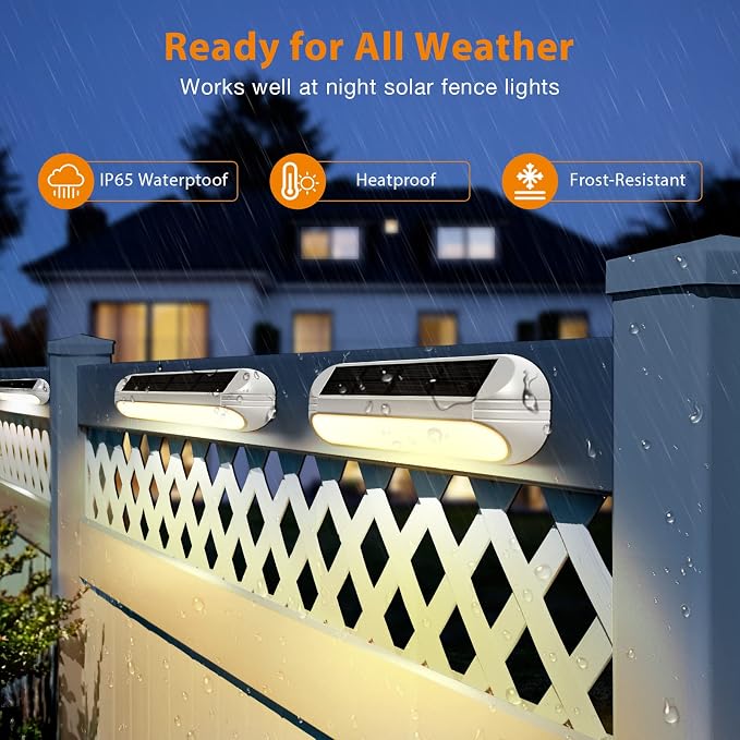Outdoor Solar Lights for Outside, 10 Pack Bright Solar Fence Lights - Image 7