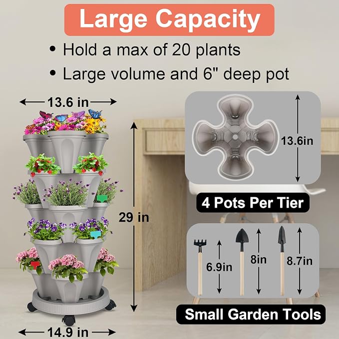 DUNCHATY Stackable Planter, Vertical Strawberry Planter - Image 3