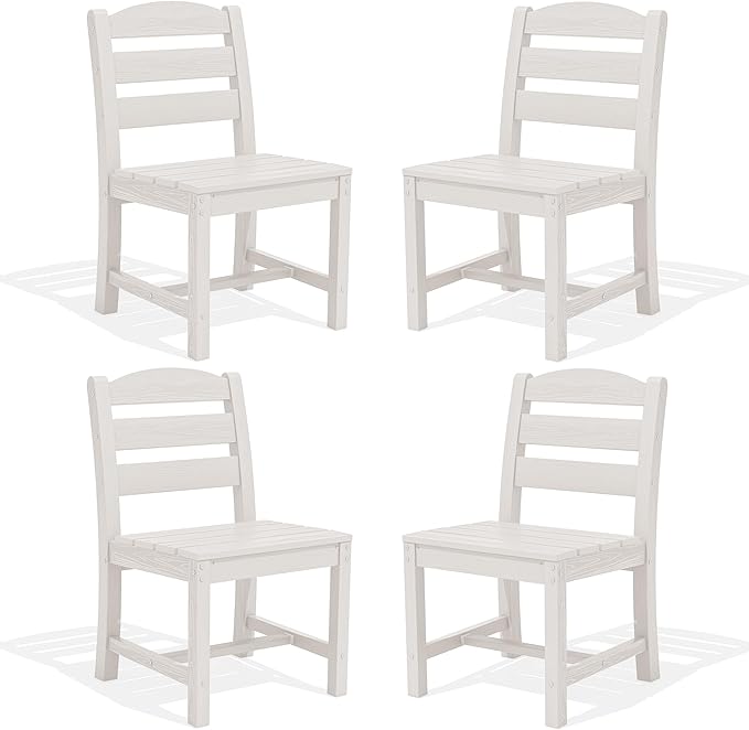 SERWALL Outdoor Dining Chairs Set of 4, All-Weather HDPE Patio Chair by SERWALL
