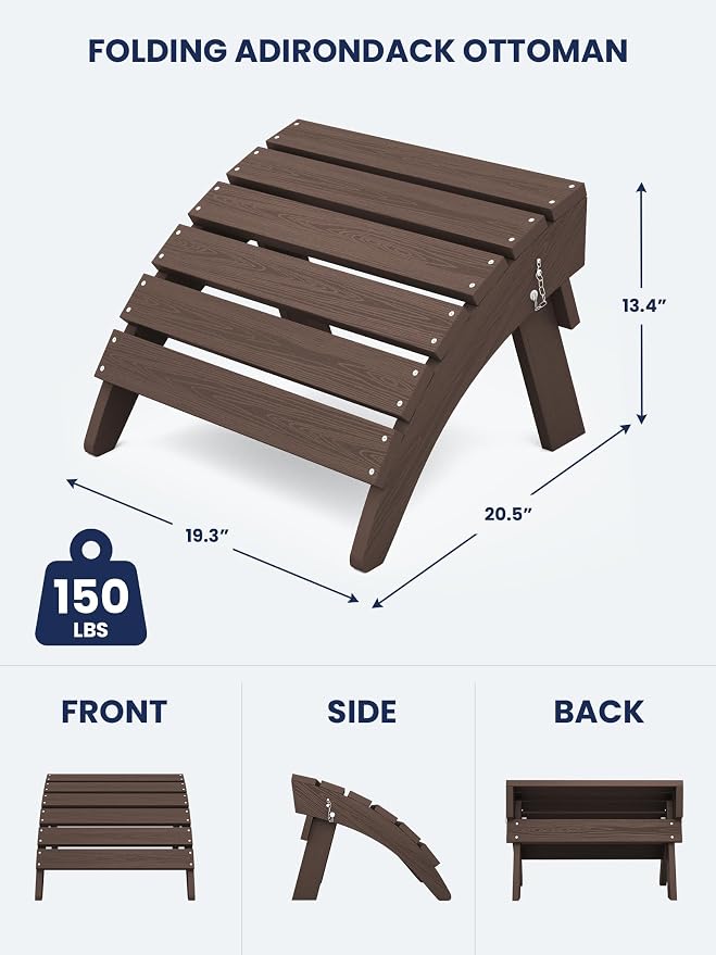 KINGYES Folding Adirondack Ottomans Set of 2 - Image 3