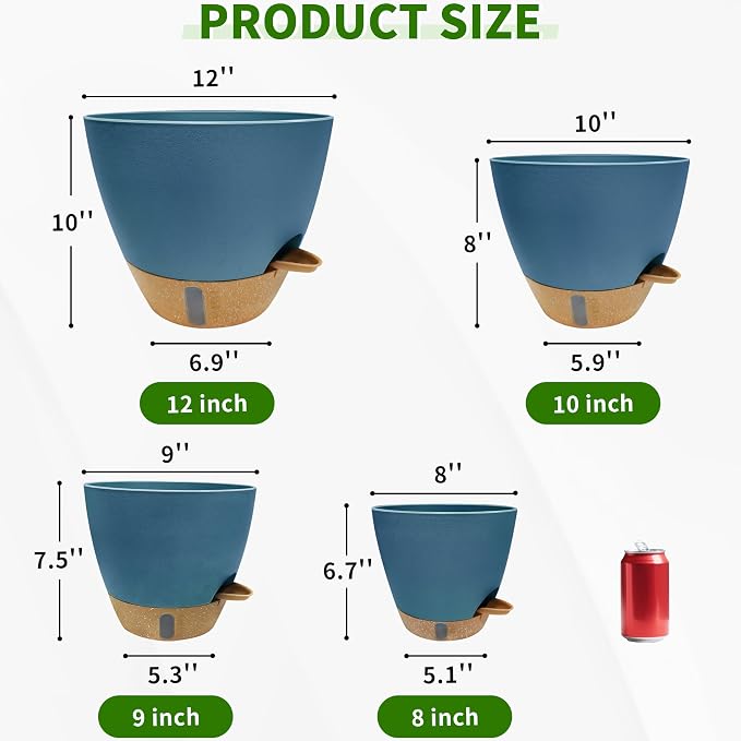 12/10/9/8 inch Self Watering Pots - Image 2