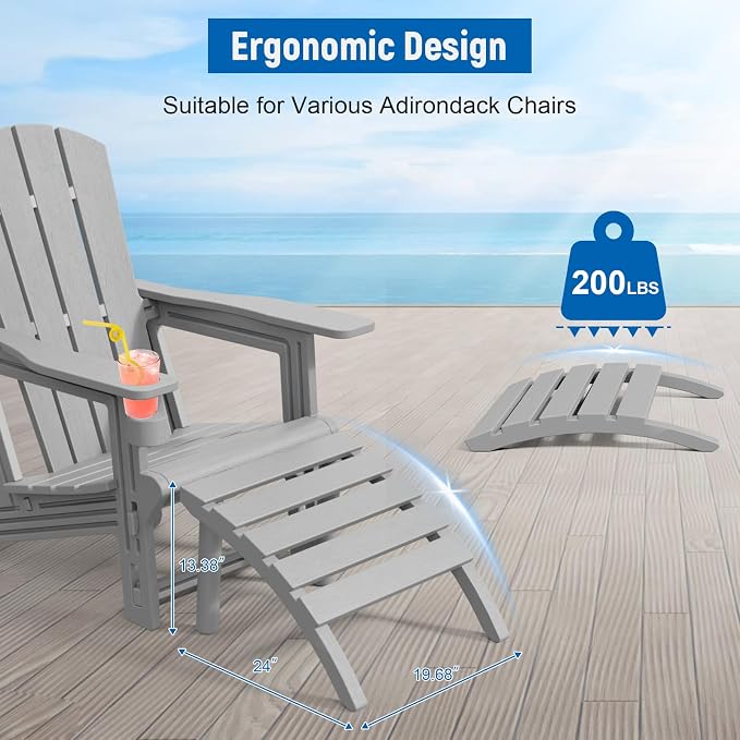 FONTOI Adirondack Ottoman, HDPE Plastic Adirondack Chair Footstool, All Weather - Image 5
