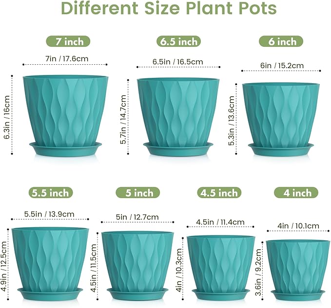 7/6.5/6/5.5/5/4.5/4 inch Plant Pots - Image 2