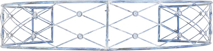 SAFAVIEH Outdoor Collection Mizell Mossy Blue Lattice Wrought Iron Moon Gateway - Image 4