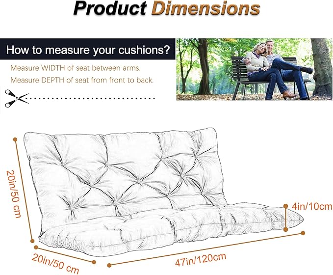 2-3 Seat Swing Replacement Cushion, Outdoor Bench Cushions - Image 6