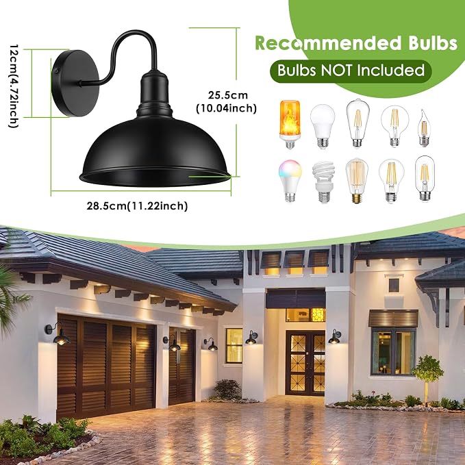 Large Outdoor Wall Sconce, 2 Pack Exterior Waterproof Farmhouse Barn Light - Image 2