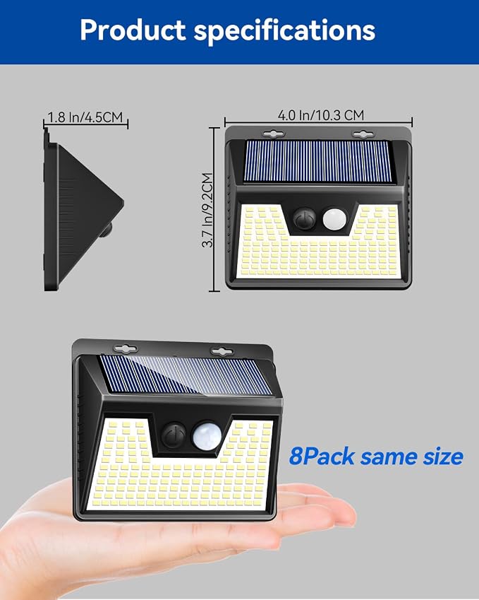 Peasur Solar Powered Lights Outdoor, 140 LED 8Pack Motion Sensor Light Outside - Image 3