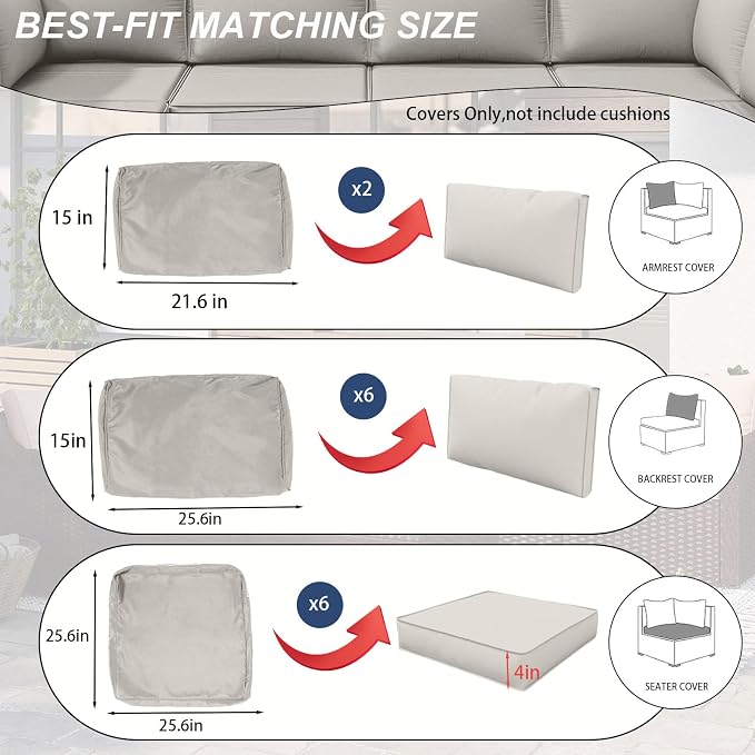 Outdoor Cushions Covers for Patio Furniture, Patio Cushion Covers Replacement - Image 2